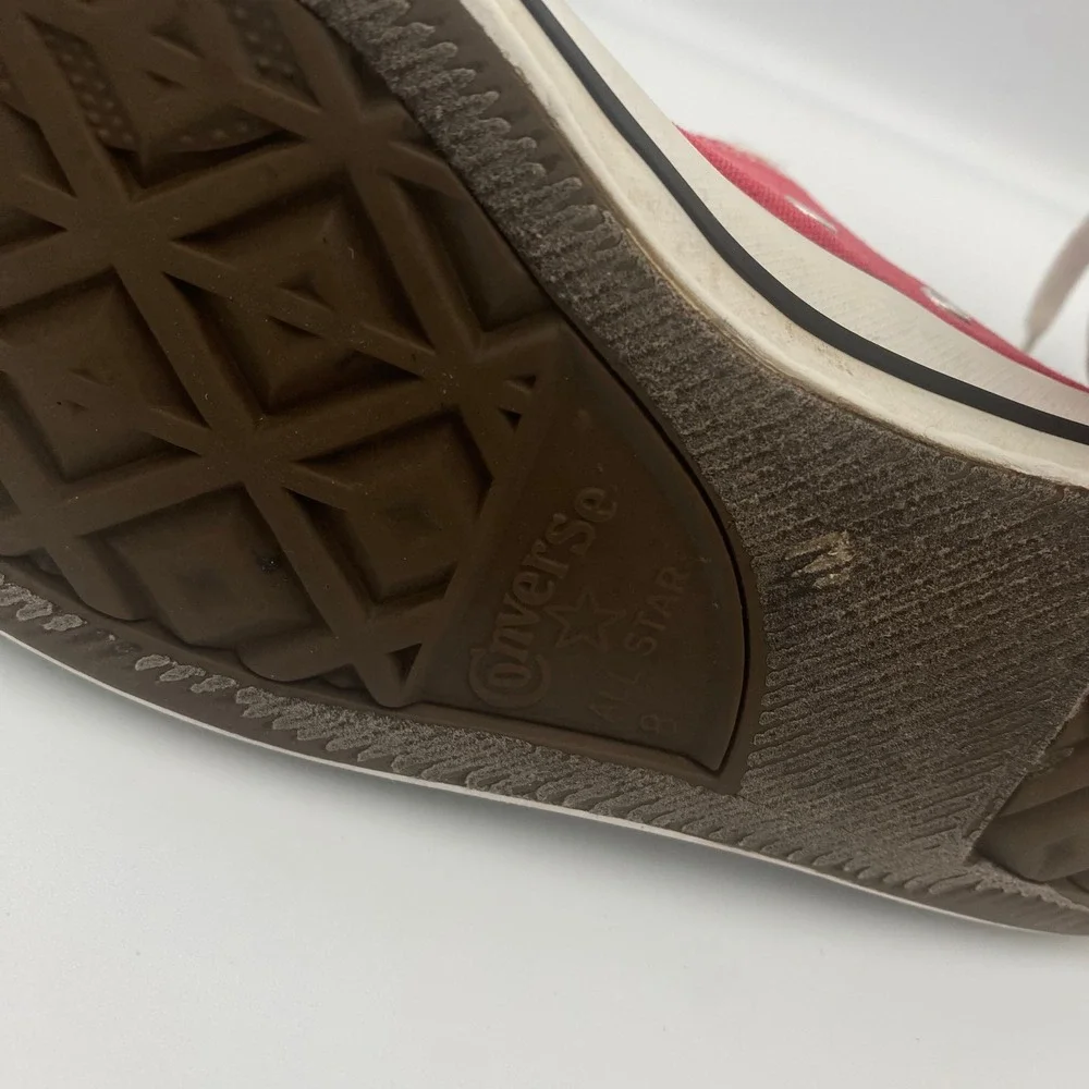 Converse All Star Canvas Sneakers Shoes Red Lace Up Sneakers Women 10 Men 8 EUC - Picture 8 of 10